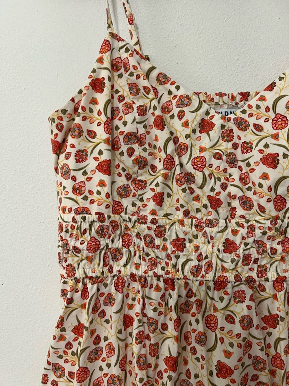 Old Navy Cream Midi Sundress with Red Floral Print Spaghetti Strap size Large - Picture 5 of 9